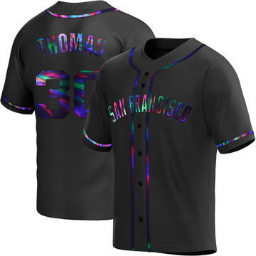 Replica Derrel Thomas Men's San Francisco Giants Black Holographic Alternate Jersey