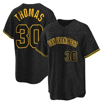 Replica Derrel Thomas Men's San Francisco Giants Black Snake Skin City Jersey