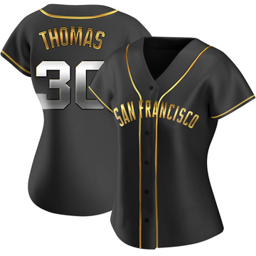 Replica Derrel Thomas Women's San Francisco Giants Black Golden Alternate Jersey