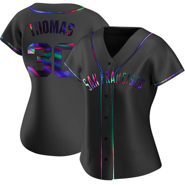 Replica Derrel Thomas Women's San Francisco Giants Black Holographic Alternate Jersey