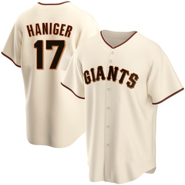 SAN FRANCISCO GIANTS- MITCH HANIGER AUTOGRAPH CREAM #17 NIKE JERSEY JSA  AI81892